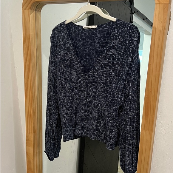 Abercrombie & Fitch Tops - Abercrombie & Fitch Dark Blue Blouse with White Dots